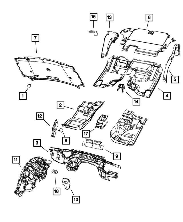 55197345AH - Interior Trim: Floor Pan Silencer, Left for Mopar Image