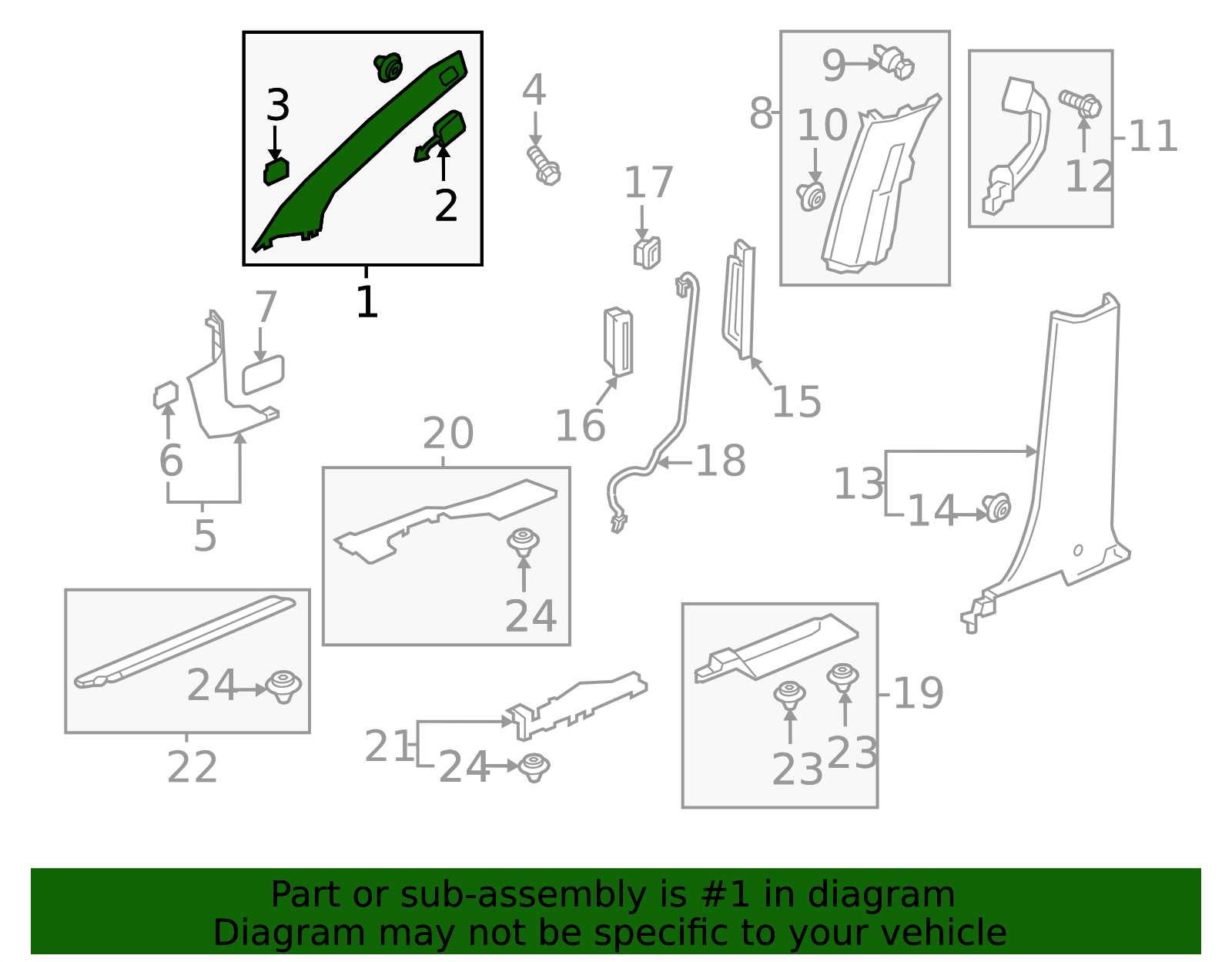 2023-2024 Honda Odyssey | Body A-Pillar Trim Panel | 84159-THR-A01ZD ...