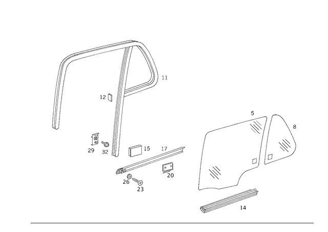 1637352010 - Rear Doors: Glass Pane for Mercedes-Benz: ML320, ML430, ML55 AMG Image image