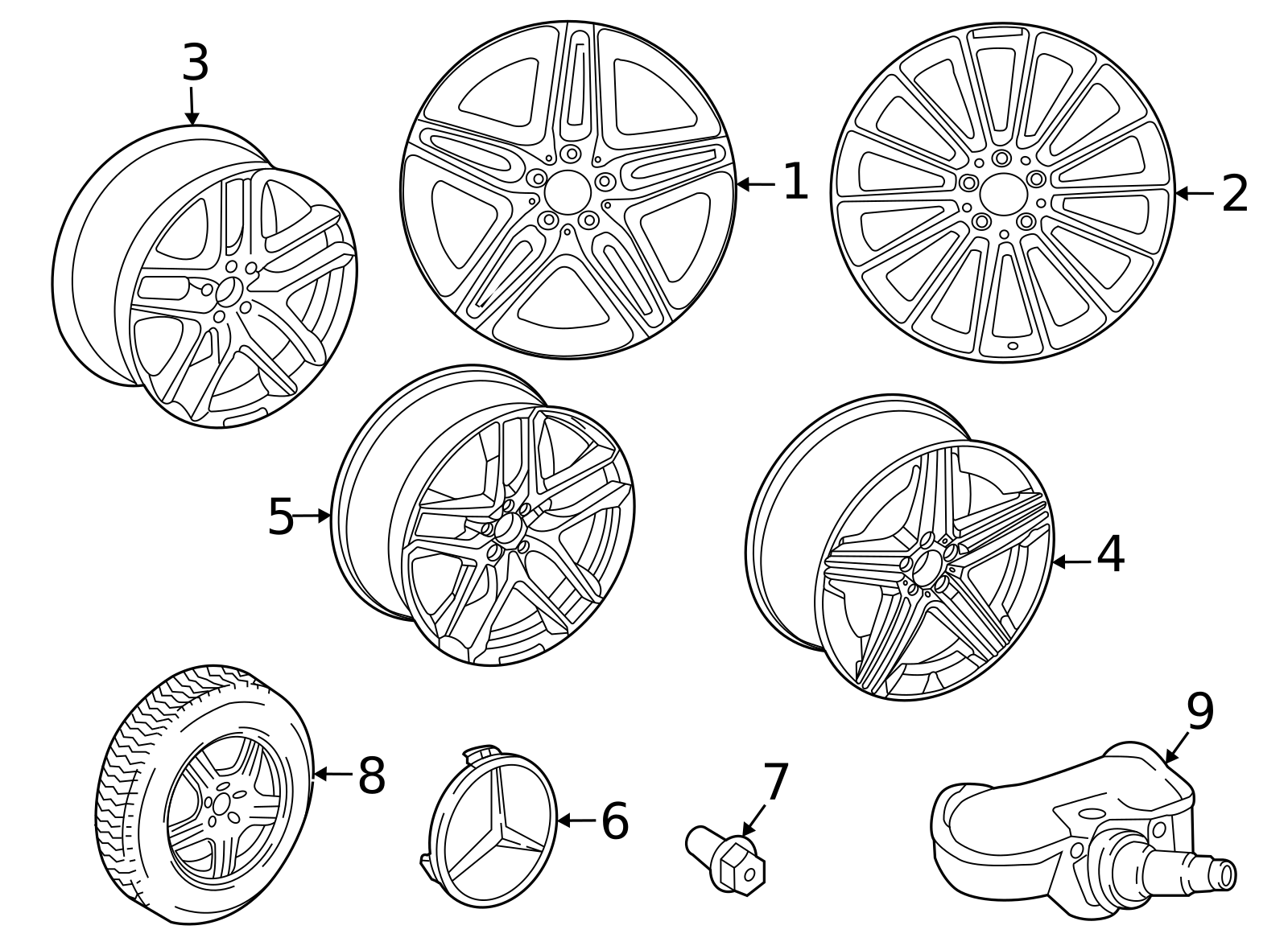 167-401-34-00-7X23 - Wheel Alloy 21 AMG multi-spoke - Black - 10 x 167-401-34-00-7X23 - Wheel Alloy 21 AMG multi-spoke - Black - 10 x