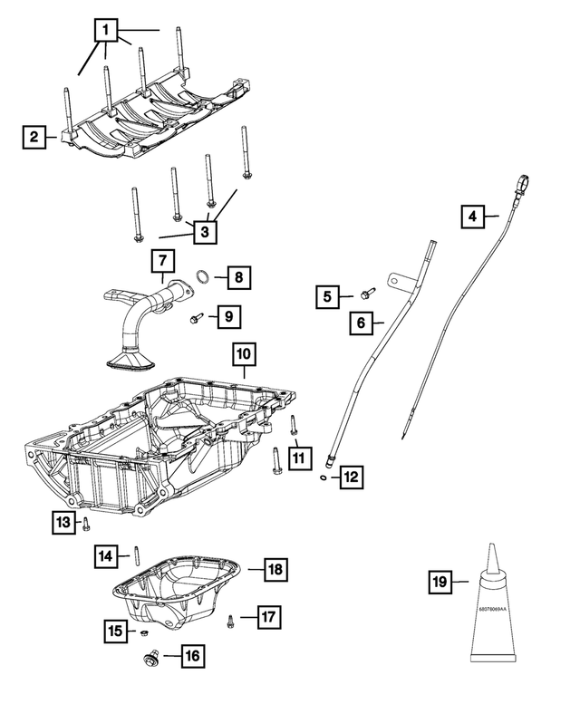 68291413AA - Engine: Engine Oil Indicator Tube for Mopar Image