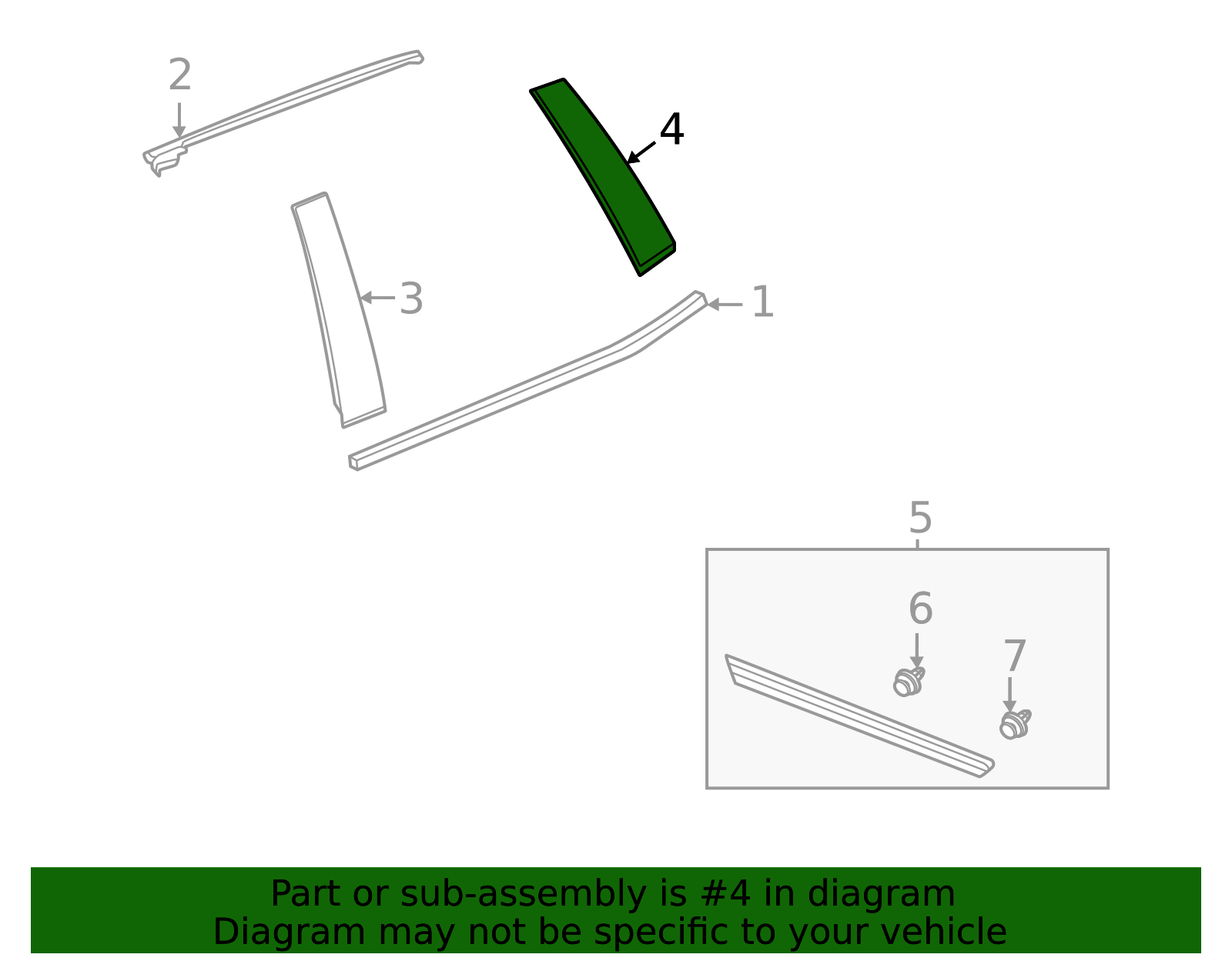 2021-2026 GM Rear Driver Side Door Window Frame Rear Applique 84988287 ...