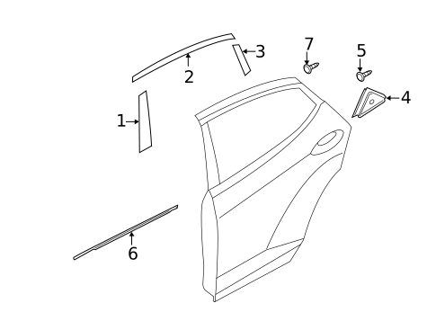 Exterior Trim - Rear Door for 2012 Hyundai Elantra #0
