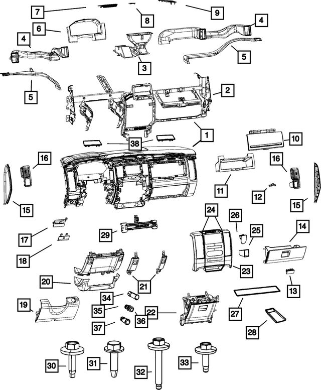 68050665AA - Interior Trim: Demister Duct, Left for Mopar Image image