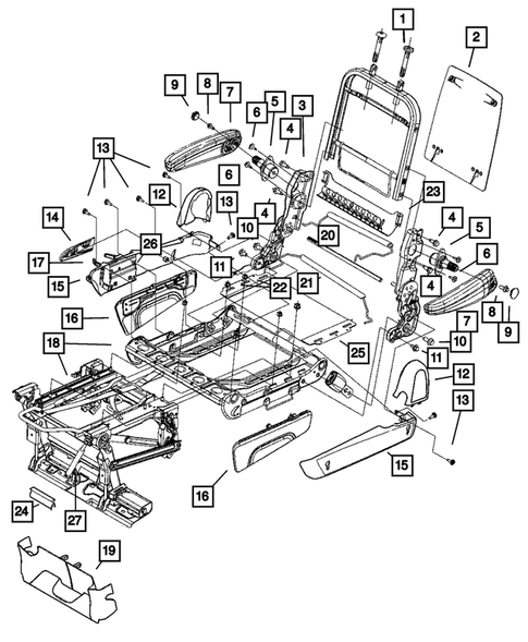 Dispositifs de réglage, couvercles, écrans, et élévateurs pour 2007 Chrysler Town & Country #0