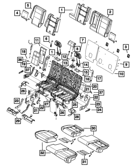 Rear Seats - Second Row for 2017 Jeep Grand Cherokee #7