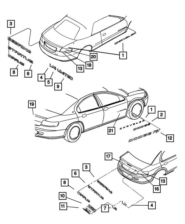 4805554AC - Exterior Ornamentation: Lxi Nameplate for Mopar Image