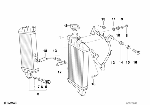 Engine Radiator with Mounting Hardware for 2001 BMW-Motorrad K 1200 RS #1