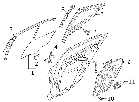 Glass - Rear Door for 2021 Genesis G70 #0