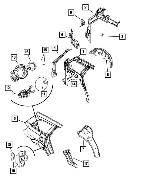 Aperture Panel and Pillar Supports for 2009 Dodge Journey #0