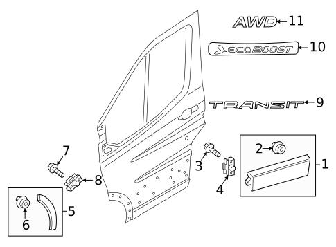 Exterior Trim - Front Door for 2024 Ford Transit-350 HD #0