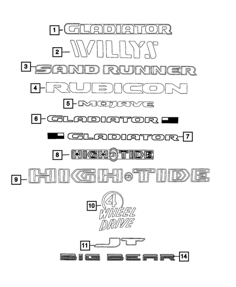 Decals and Tape strips for 2025 Jeep Gladiator #0