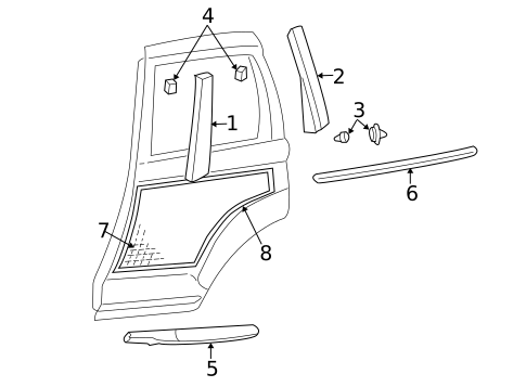 Exterior Trim - Rear Door for 2002 Chrysler PT Cruiser #0