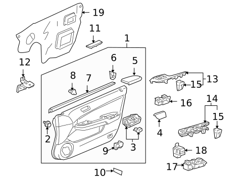Interior Trim - Front Door for 2007 Honda Accord #1