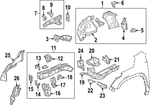 Structural Components & Rails for 2021 GMC Acadia #0