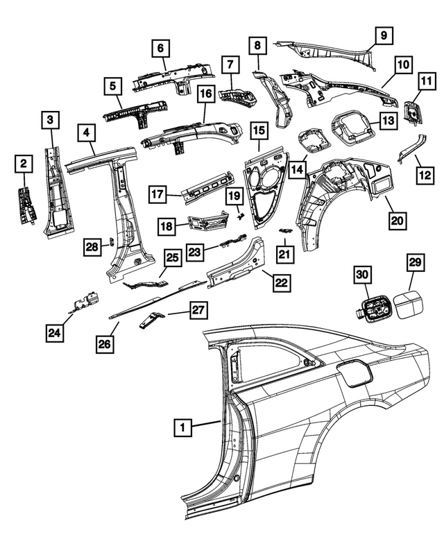 68585256AA - : Fuel Filler Door Reinforcement, Right for Mopar Image