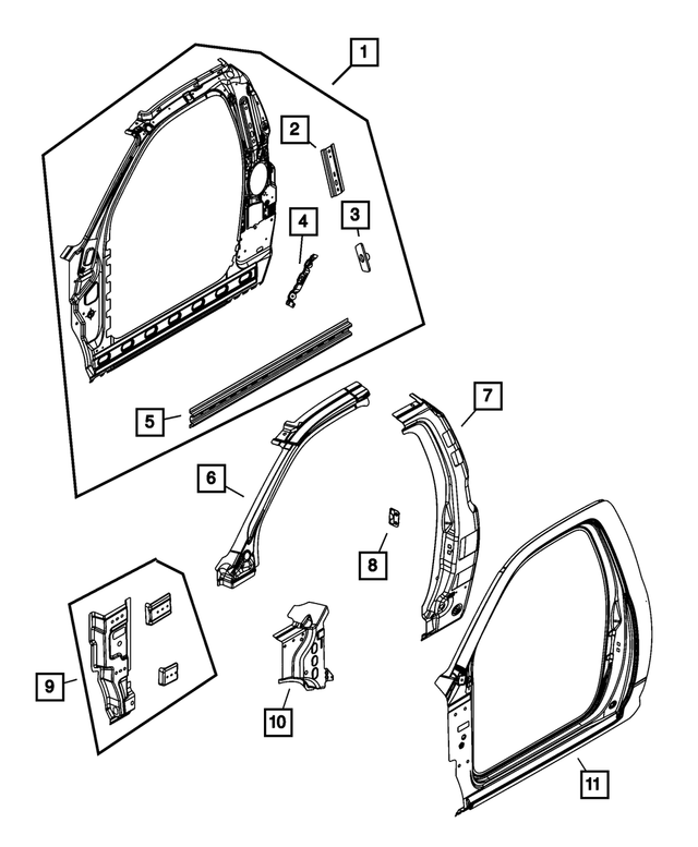55372407AI - Body Sheet Metal Except Doors: Body Side Aperture Inner Panel, Left for Dodge: Ram 1500, Ram 2500, Ram 3500 | Ram: 1500, 1500 Classic, 2500, 3500 Image
