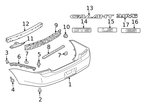 Bumper & Components - Rear for 2005 Mitsubishi Galant #0