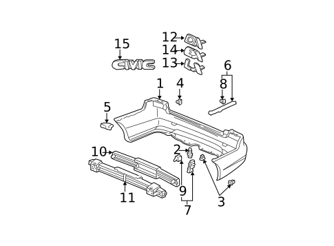 Bumper & Components - Rear for 2003 Honda Civic #1