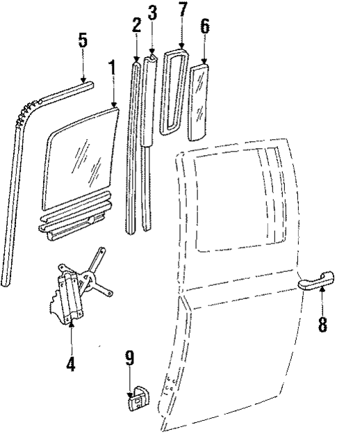 Glass - Rear Door for 1988 GMC V1500 Suburban #0