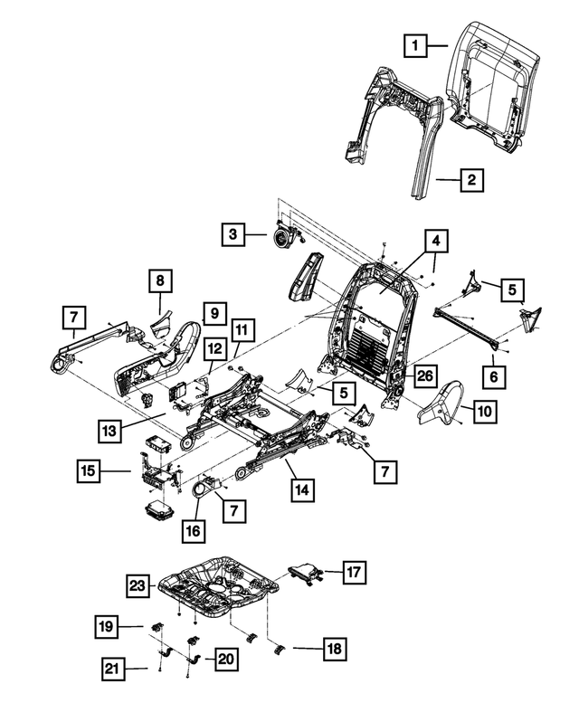 « 1XN962X9AA –  : Dispositif De Réglage Du Siège Écran pour Mopar Image »
