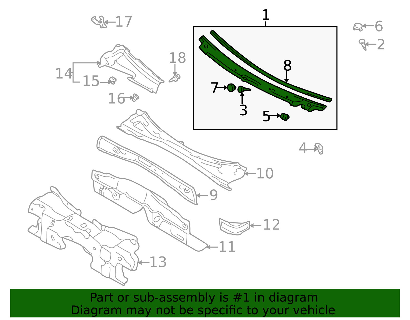 1990-2005 Mazda Miata | Cowl Grille | NA01-50-790E | Mazda Online Parts