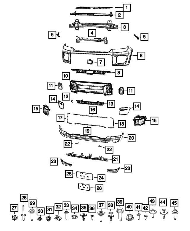 68477939AB - Frame, Bumper and Fascia: Front Bumper Beam for Jeep: Grand Cherokee, Grand Cherokee L Image