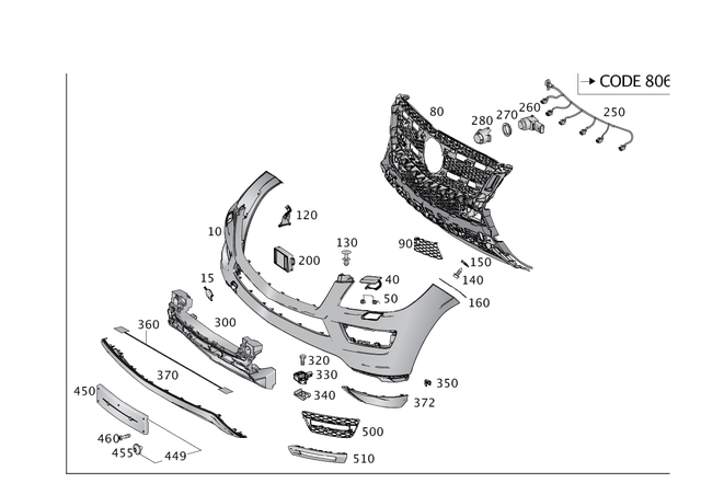 Evan-Fischer Front Bumper Cover For Mercedes-Benz GL450 2007-2012 – Primed W/ Sensor Holes
