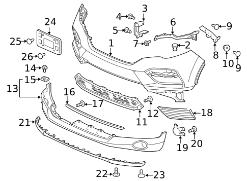 Bumper & Components - Front for 2018 Honda Pilot #0