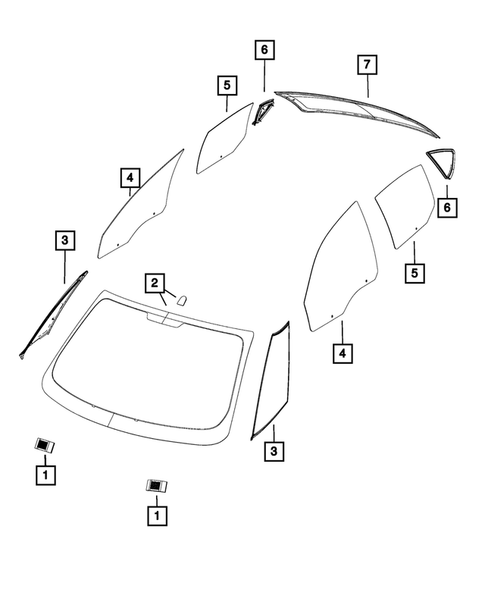 Glass and Interior Rear View Mirror for 2019 Fiat 500L #0