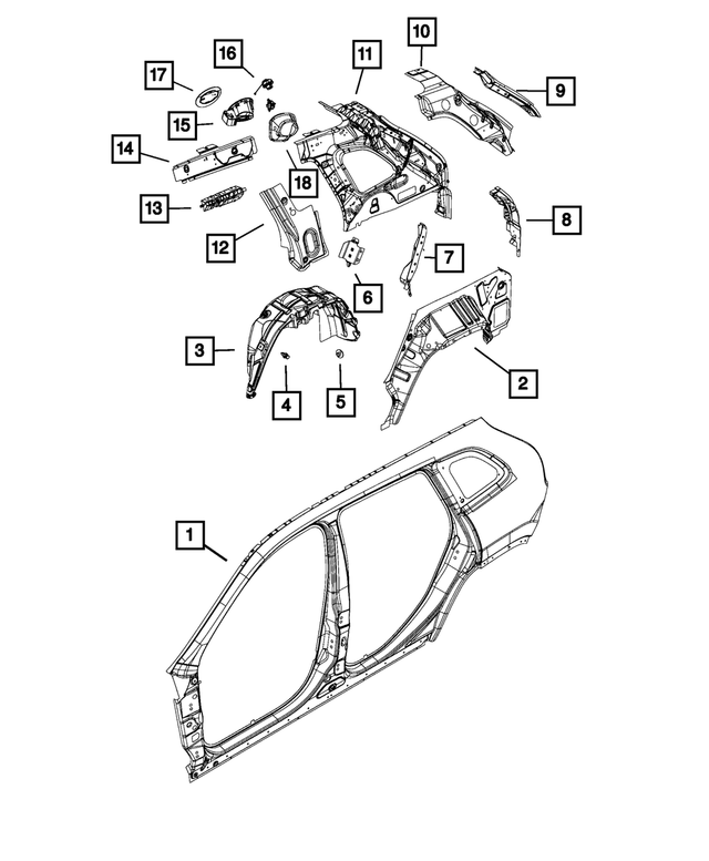 68148772AE - : Wheelhouse Outer Panel, Right for Mopar Image