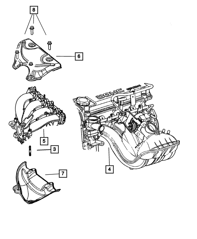 4792432AG - Engine 2.0L Four Cylinder: Intake Manifold for Mopar Image
