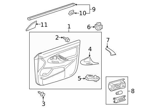 thumbnail image 2 of Gray PU Leather Front Door Panel Insert Covers For Toyota Camry 2007-2011 2 of 2