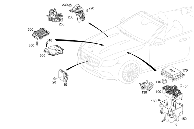213540012464 - Electrical Equipment and Instruments: Equipment Compartment for Mercedes-Benz: AMG GT 43, AMG GT 53, AMG GT 63, AMG GT 63 S, AMG GT 63 S E Performance, CLS450, CLS53 AMG, E300, E350, E400, E43 AMG, E450, E53 AMG, E63 AMG S, GLC300, GLC43 AMG, GLC63 AMG, GLC63 AMG S Image image