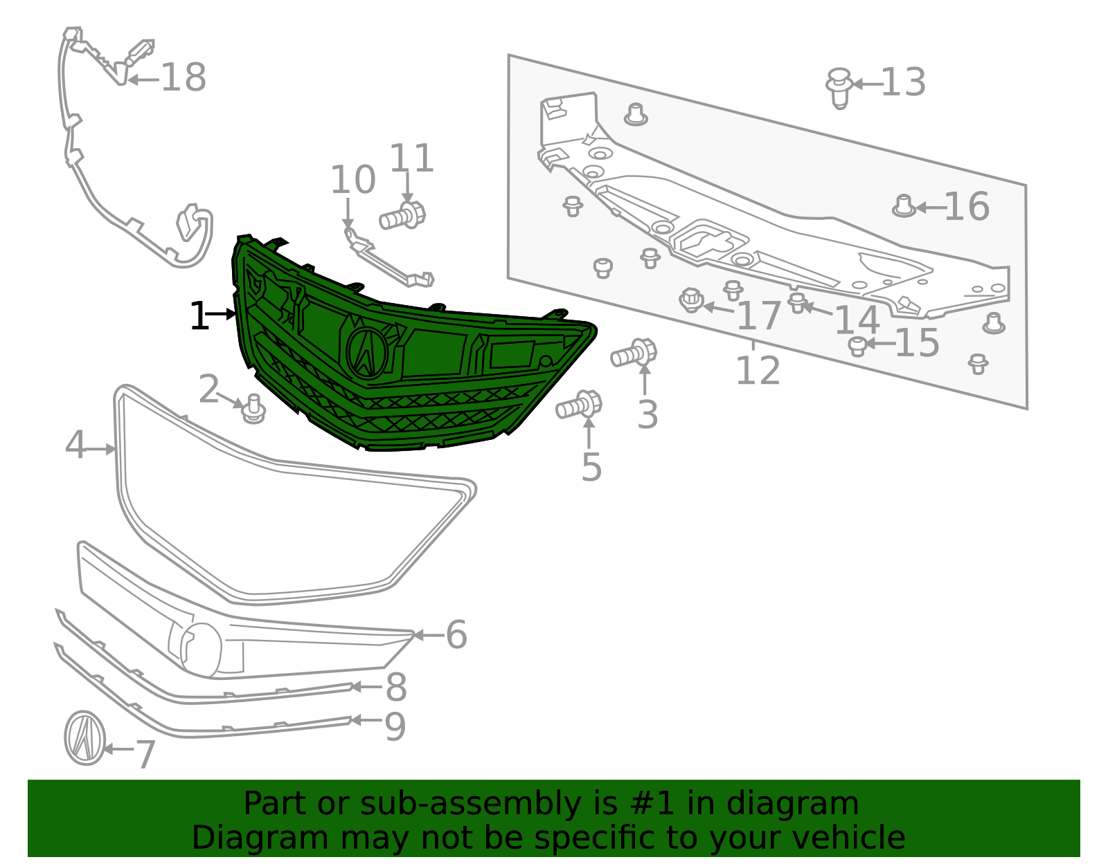 71121-TY2-A01 - 2014-2017 Acura RLX - Base, Front Grille | All