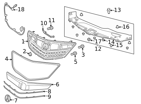 Grille & Components for 2016 Acura RLX #0