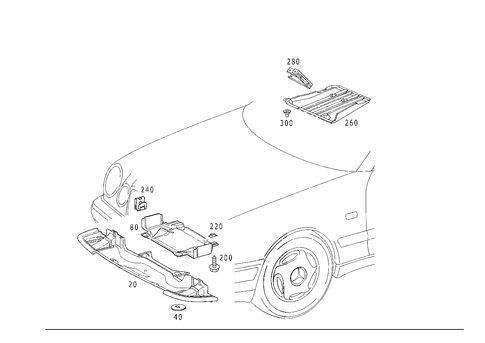 Engine Compartment Panelling, Gasoline Vehicles for 1998 Mercedes-Benz E430 #1