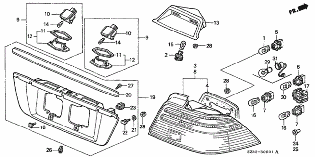 Taillight ('99-'03) for 1999 Acura RL #0