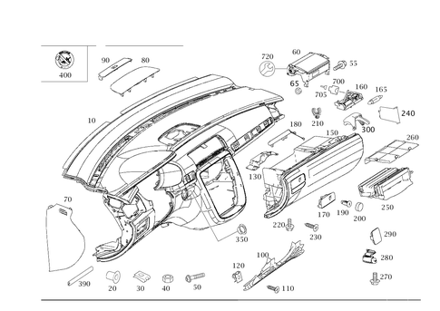 Instrument Panel and Gloves Compartment Box with Passenger Air Bag for 2007 Mercedes-Benz R350 #0