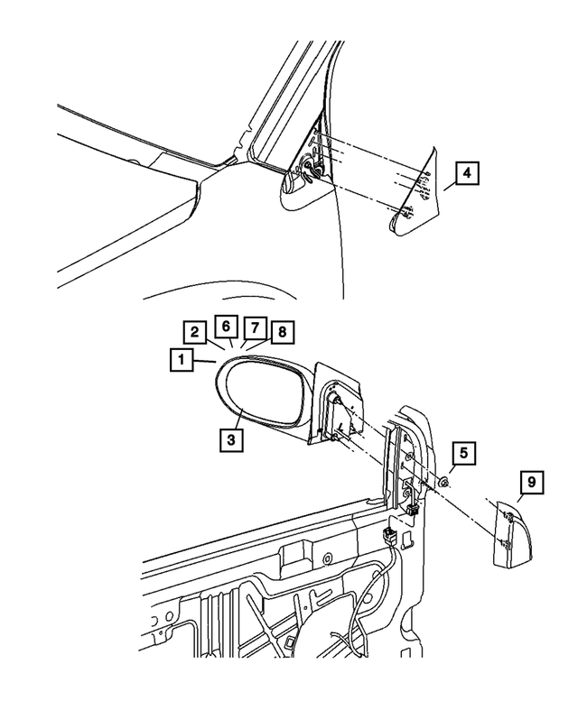 68044048AB - Doors, Door Mirrors and Related Parts: Outside Rearview Mirror, Right for Mopar Image