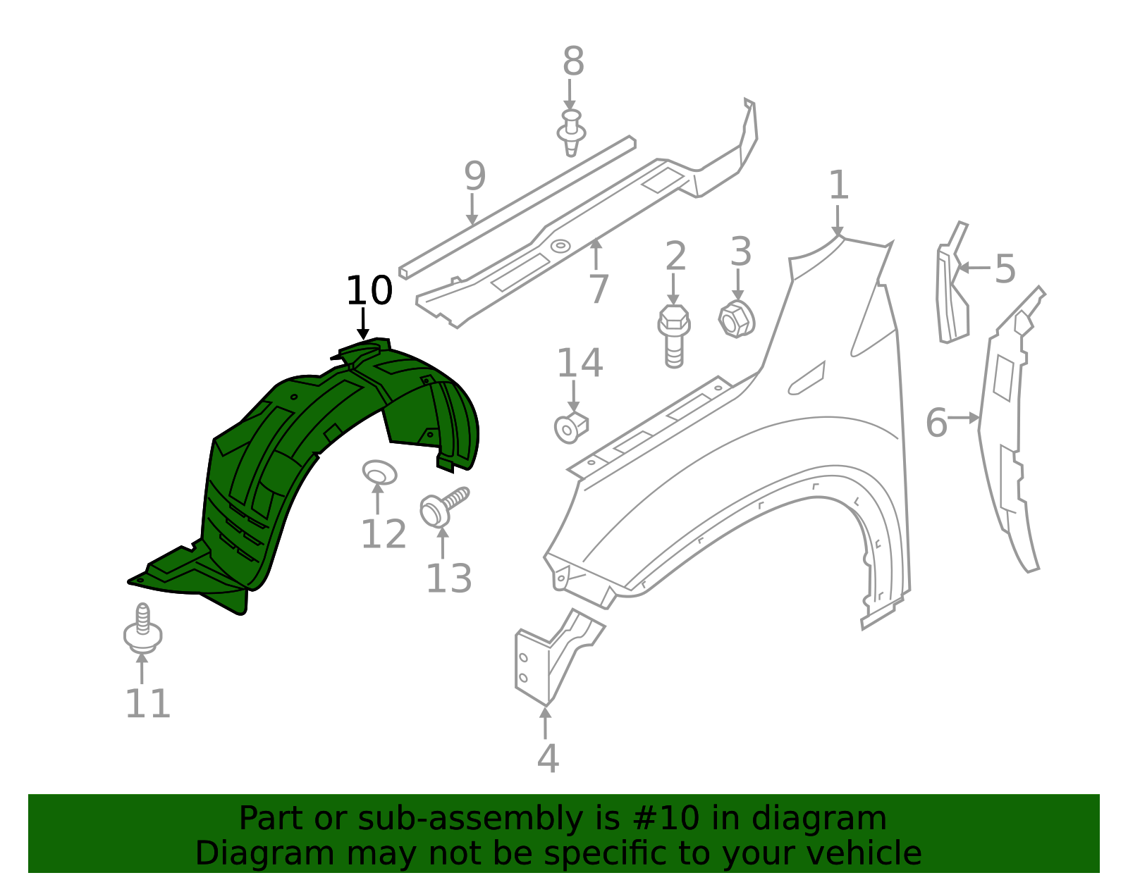 Genuine Kia Sorento Rear Left Fender Molding – 11-15, 877412P000, Clip-On Black