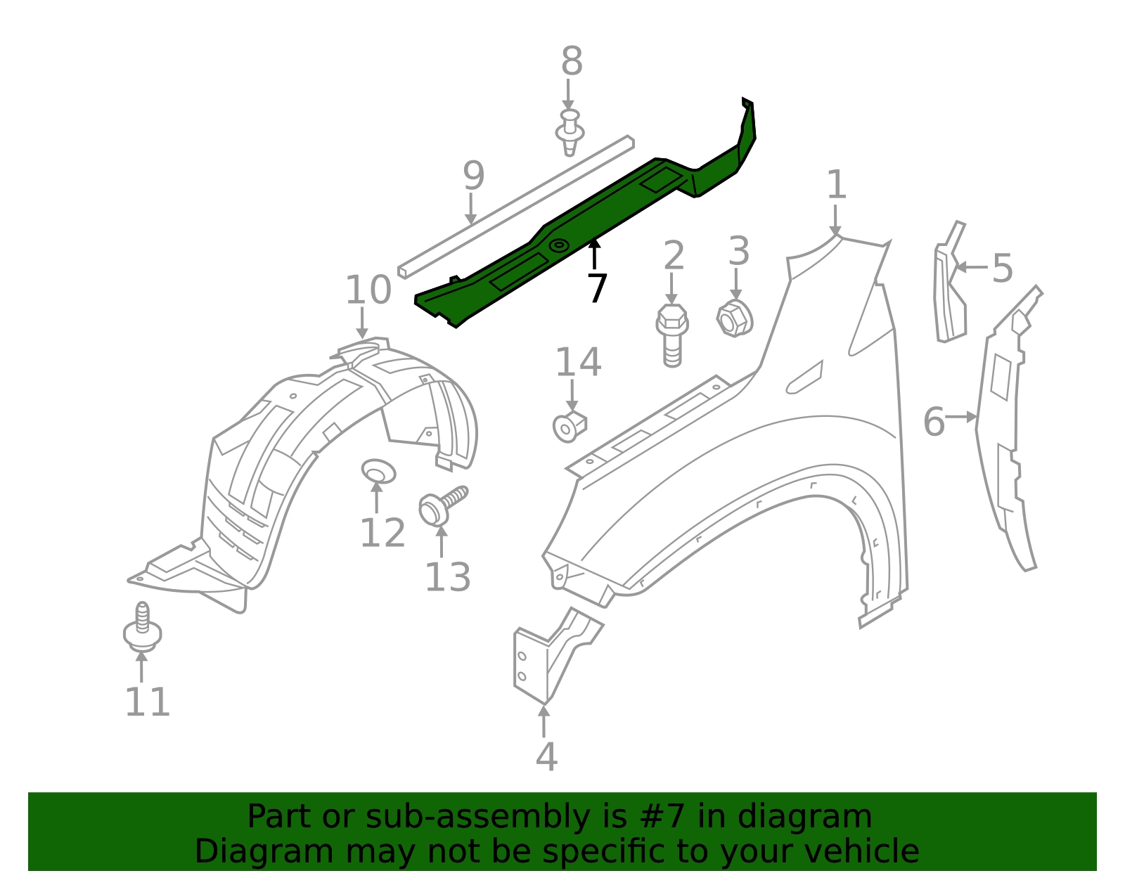 84130-1U500 - Fender Ledge Cover 2014-2015 Kia Sorento | Kia.Parts Store