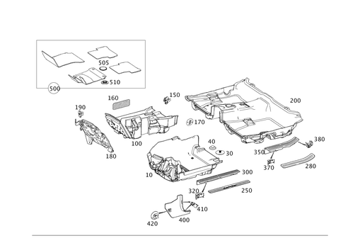 Front Wall Pillar Trim, Lining on Floor and Footrest for 2013 Mercedes-Benz GLK350 #0