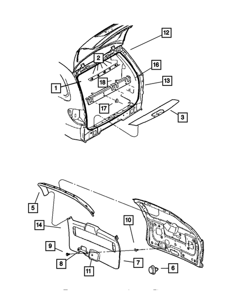 Lift Gate Trim for 2005 Chrysler Town & Country #0