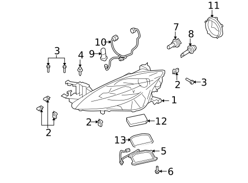 Headlamp Components for 2010 Mazda 6 #0
