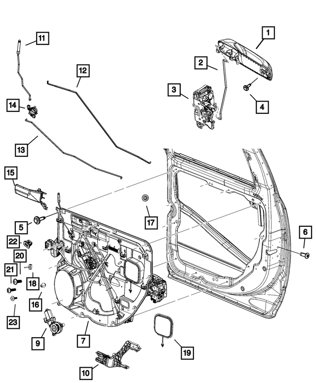 1GH261ARAG - Doors, Door Mirrors and Related Parts: Exterior Door Handle, Right for Mopar Image