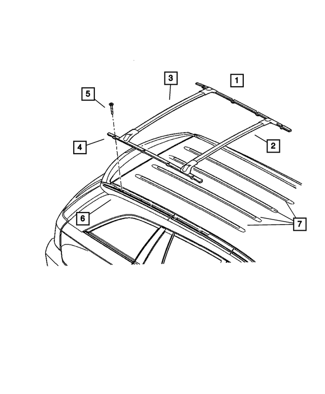 4857767AE - Body Sheet Metal Except Doors: Luggage Rack Side Rail, Left for Mopar Image