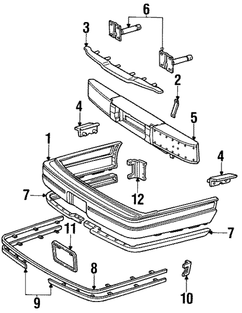 Bumper & Components - Rear for 1994 Lincoln Town Car #0