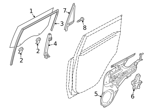 Glass - Rear Door for 2013 Kia Soul #0