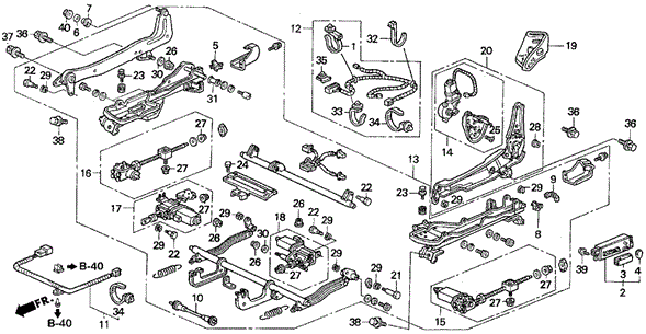 Front Seat Components (L.) (6Way Power Seat) for 1995 Honda Accord #0